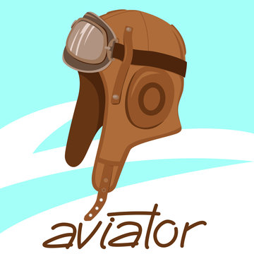   retro aviator helmet, vector illustration , flat style,