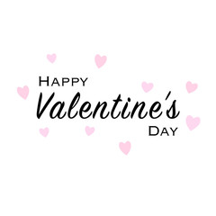 Happy Valentines Day greeting card with black font and pink heart
