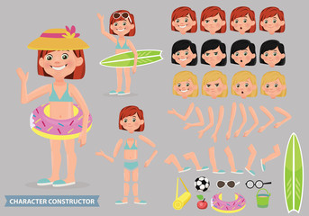 Creation of cartoon character girl set