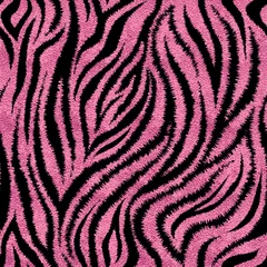  Naadloze roze zebra huid patroon. Glamoureuze zebra huid print, textuur, achtergrond. © DariaBumblebee