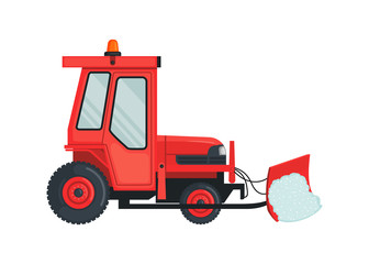 Snow tractor icon in flat style isolated on white.