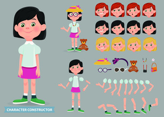 Creation of cartoon character girl set