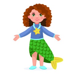 Girl in mermaid costume. 