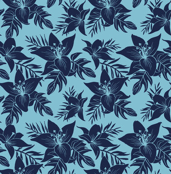 Seamless Surf Flower Pattern 