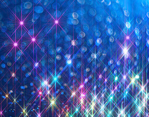 The glowing rays on a blue background. 