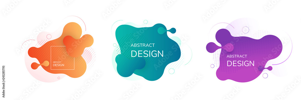 Poster abstract gradient geometric banners with flowing liquid shapes.