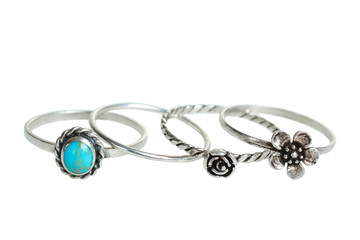 Set of women's silver rings