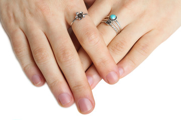 Set of women's silver rings
