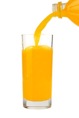 Orange juice poured into the glass 