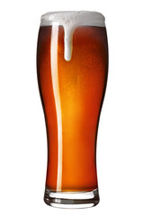 Pint of craft india pale ale beer isolated on white background.