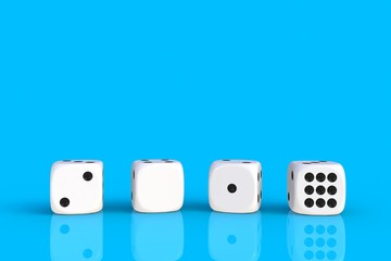 Happy New Year 2019 concept with dice, 3D rendering isolated on blue background