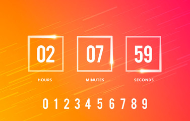 Vector illustration digital clock timer for coming soon or under construction. Abstract web site graphic element.