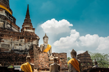 Fototapeta na wymiar World Heritage of Wat Yai ChaiMongkhon temple at Ayutthaya history park in Thailand