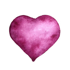 Watercolor purple shape of heart illustration for Valentine's day