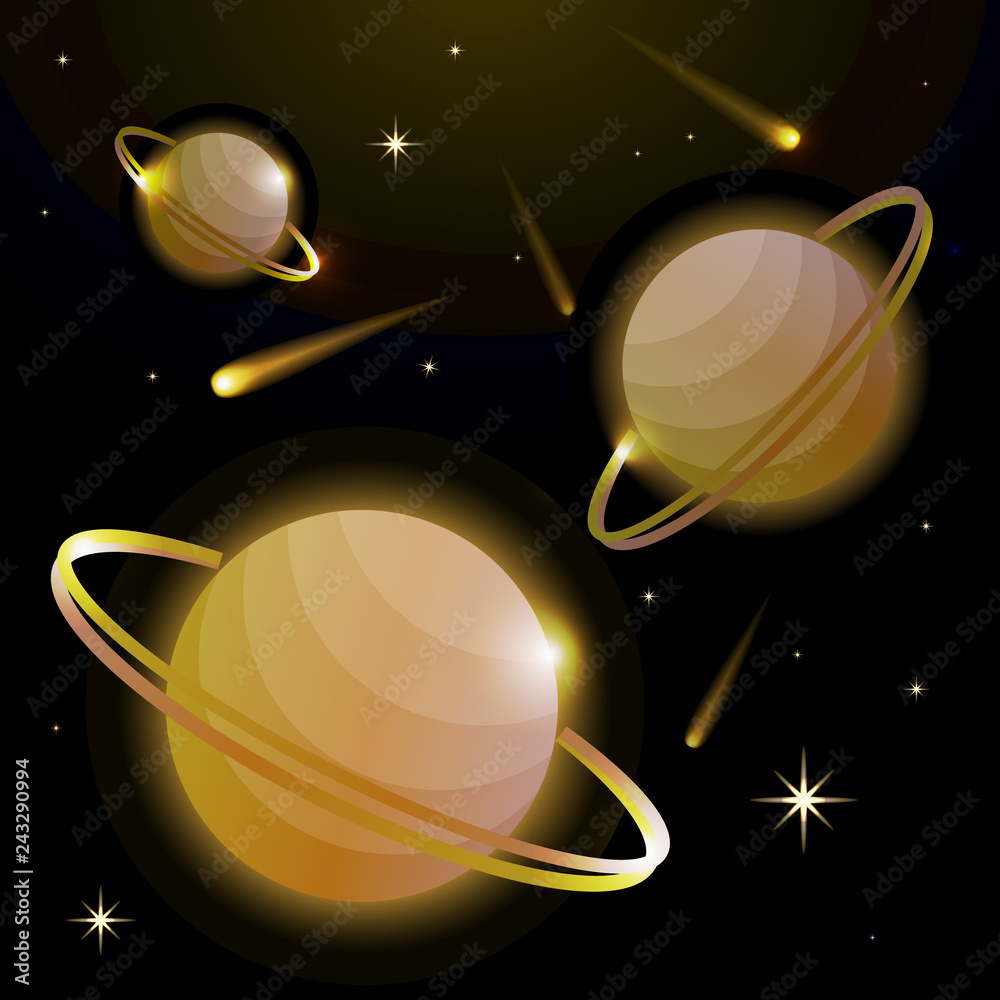 Canvas Prints fantastic space background with planets with ring, stars and comets. astronomy and space, celestial 