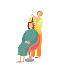 Procedures in Hairdressing Salon Cartoon Banner