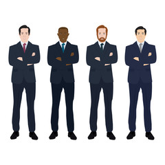Businessman with crossed arms set. Vector.