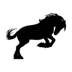 Silhouette of a horse in a jump. Horse on hind legs. Vector illustration