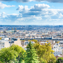Fototapeta na wymiar Panorama city of Paris from Montmartre. Beautiful travel cityscape