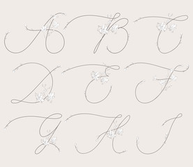 Vector Hand Drawn floral monograms and logos