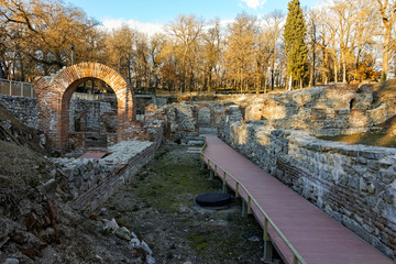Sunset view of The ancient Thermal Baths of Diocletianopolis, town of Hisarya, Plovdiv Region, Bulgaria