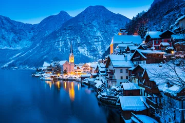 Foto op Canvas Hallstatt at twilight in winter, Salzkammergut, Austria © JFL Photography