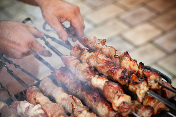 Сooking of pork Shashlik or shashlyk