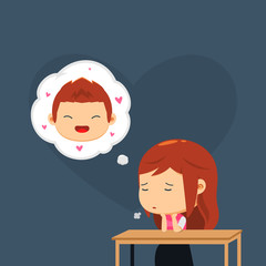 a girl is thinking about her boyfriend