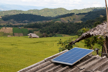 Solar power panel on the roof of house