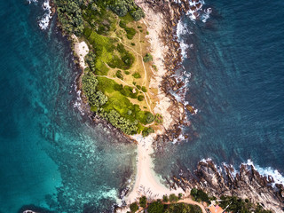 aerial view. Peninsula. Beach hiriketiya, Sri Lanka.