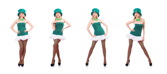 Young girl in saint patrick celebration concept
