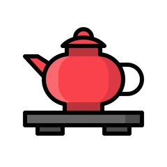 Teapot vector, Chinese New Year related filled style icon editable stroke