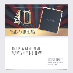 40 years anniversary invitation vector illustration. Graphic design element