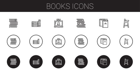 books icons set