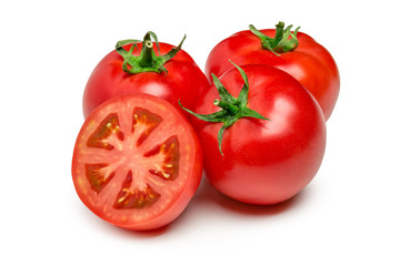 Red tomatoes set isolated on white background
