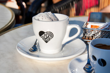 Fototapeta premium a cup of ice cream shot close up