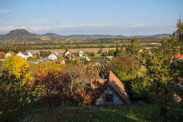 autumn landscape with church at Badacsony