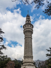 Round stone tower in a park in Istanbul, Turkey