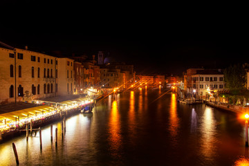 Night view of Venice canal and architecture