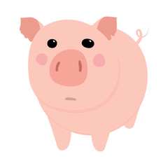Pig Cute and Funny. One of the Chinese New Year Symbol. Vector Illustration.