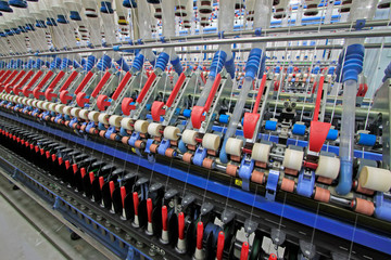 Spinning machinery parts in the factory