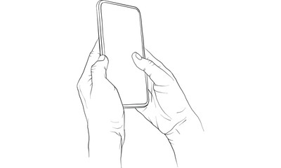 hand holding mobile phone, vector