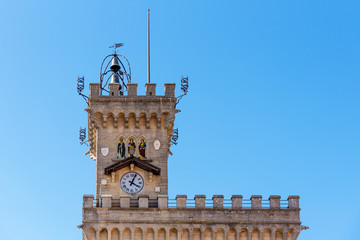 The Clock of the Public Palace, the residence of the Parliament of San Marino, the Republic of San Marino