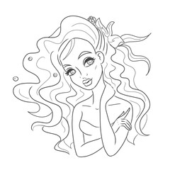 Girl illustration with flower in hair