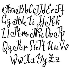 Grunge old pen gothic font. Blackletter script. Vector illustration.