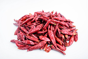 Dried red pepper on white background