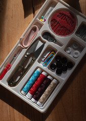 Tray of sewing kit