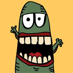 Vector child hand draw doodle funny alien monster