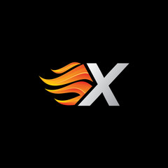 Fire X Letter Logo On Black Background