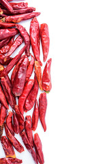 Dried red pepper on white background